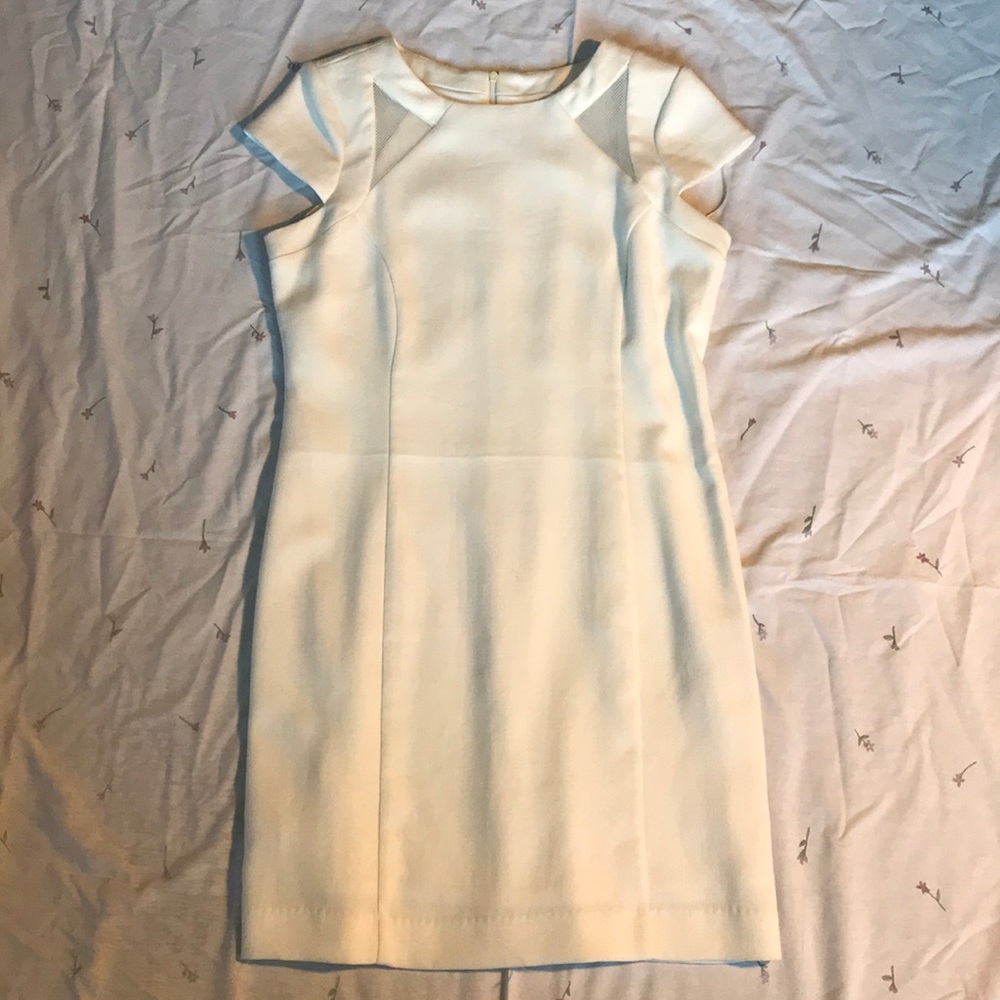 White Mario Serrani dress with mesh detailing